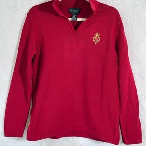 Ralph Lauren Red V-Neck Sweater Classic Style